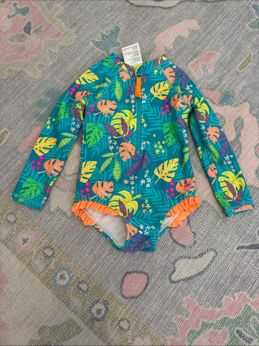 Rufflebutts Long-Sleeve One-Piece Swimsuit - 2T